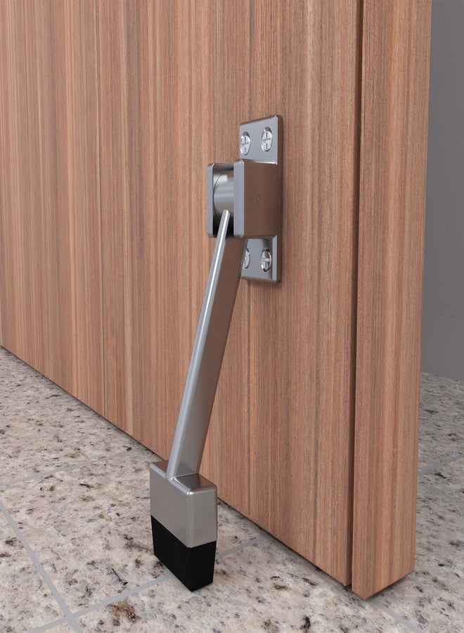 Boniry Heavy-Duty Door Stopper with Adjustable Rubber Grip | Wall-Mounted Door Holder for Wooden and Metal Doors | Durable and Easy Install (Silver Matt) - Image 1